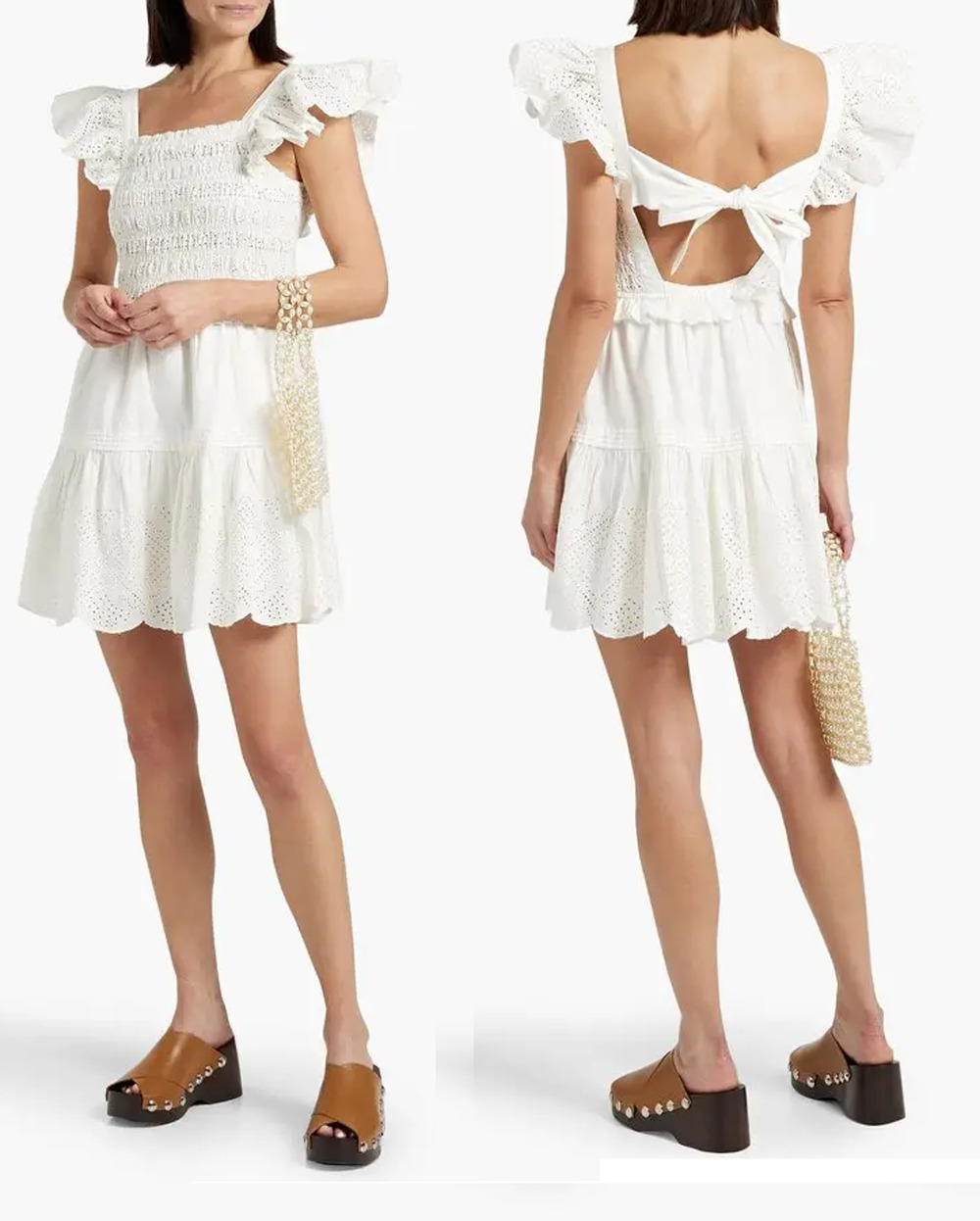 Sea New York Vivienne Broderie Anglaise Cotton Mini Dress White Women's Large